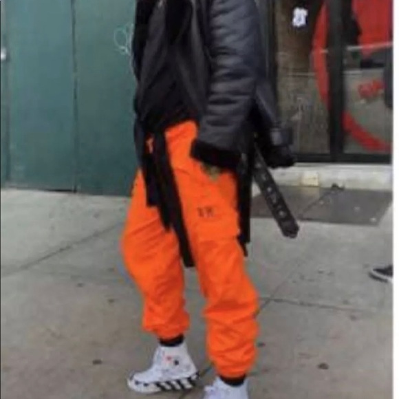 orange utility pants